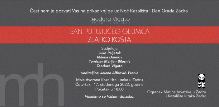 "San putujućeg glumca, Zlatko Košta" I Predstavljanje knjige