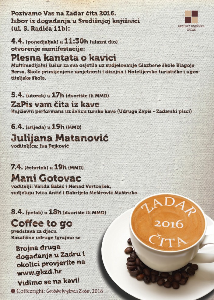 Otvorena manifestacija "Zadar čita" ispirirana kavom