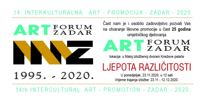 14. INTERKULTURALNA ART – PROMOCIJA – ZADAR 2020. - Ljepota različitosti