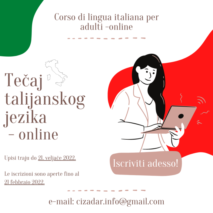 Tečaj talijanskog jezika u organizaciji Zajednice Talijana Zadar